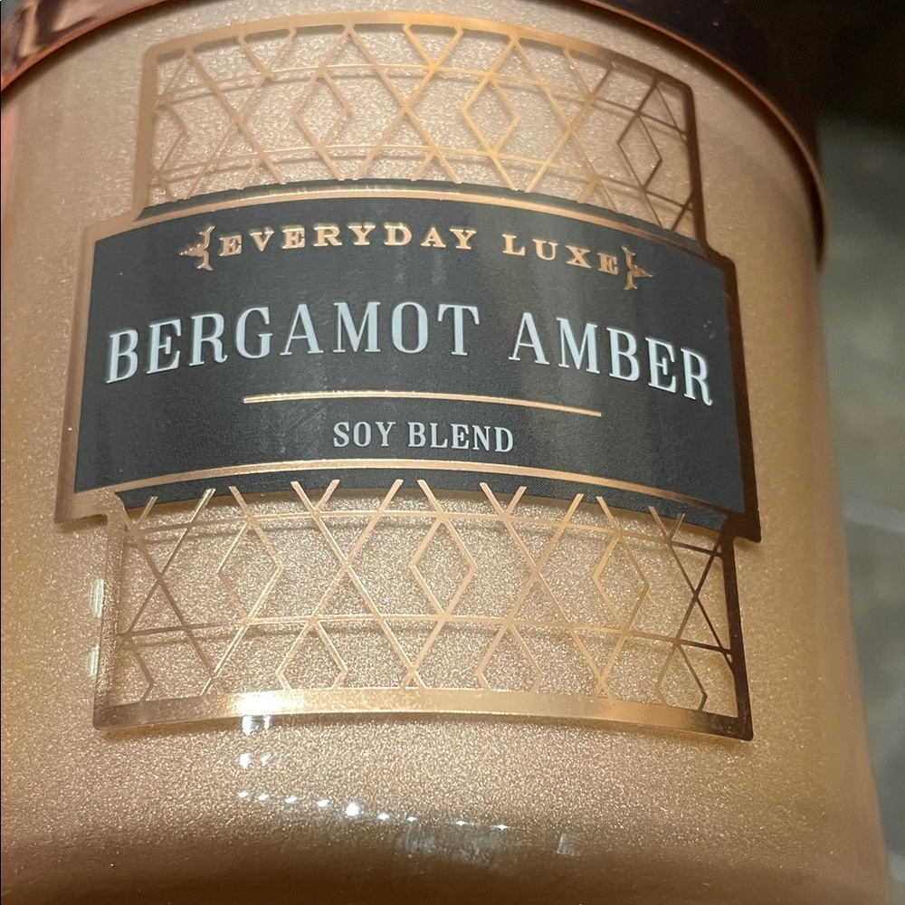 ❤️ 14.5 oz LUXE ROSE GOLD JAR Bergamot Amber Candle SOY BLEND